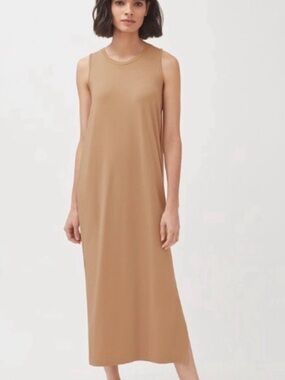 Cuyana  Drape Back Warm Brown Maxi dress size XL